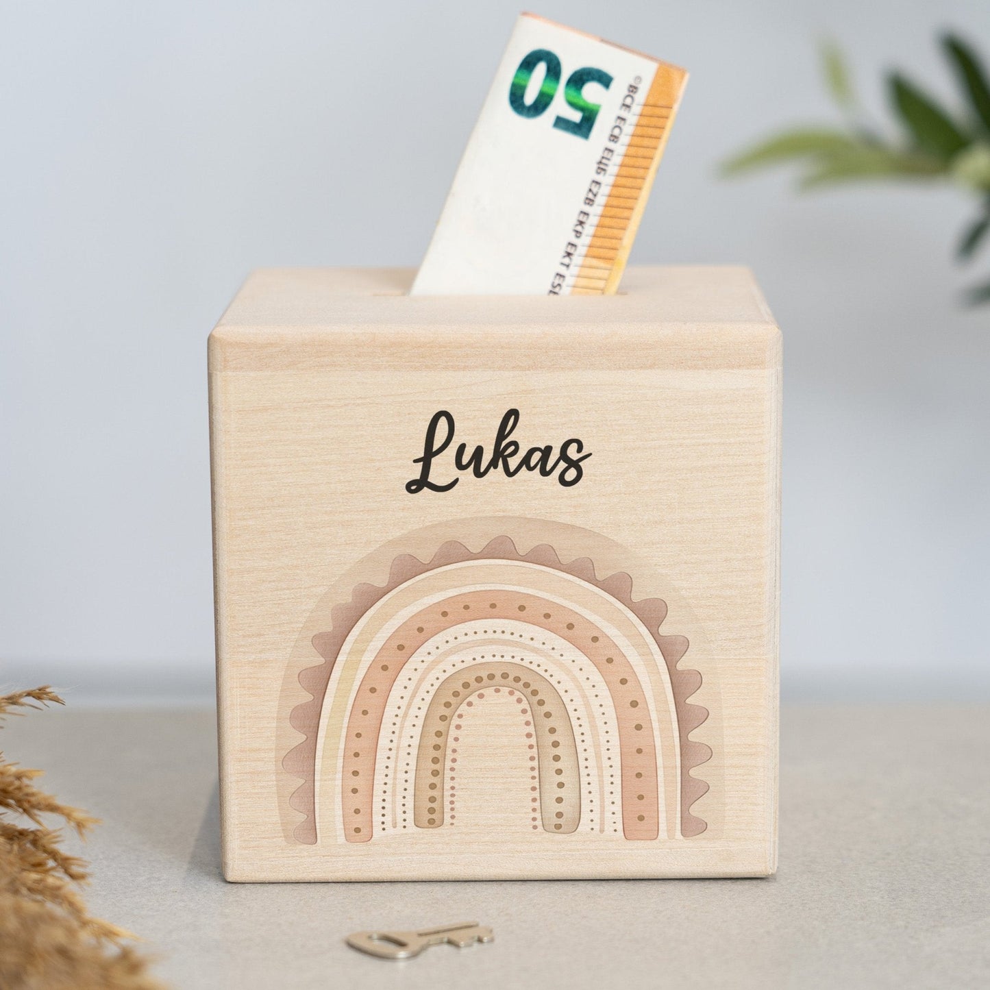 Spardose Personalisiert Regenbögen Boho