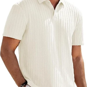 JMIERR Men's Vintage Knit Polo Shirt